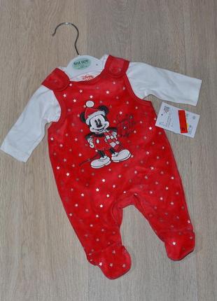 Новогодний костюм c&a. рост 50 в роддом микки маус mickey mouse велюровый комплект боди костюмчик ползунки бодик человечек first size
