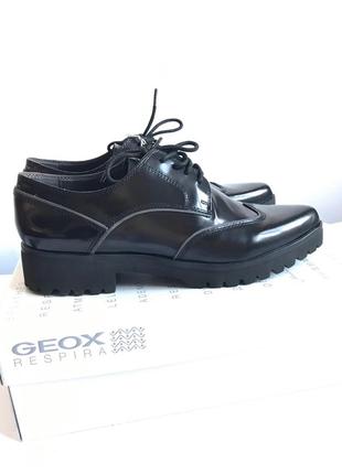 Туфлі броги geox respira з натуральної шкіри3 фото