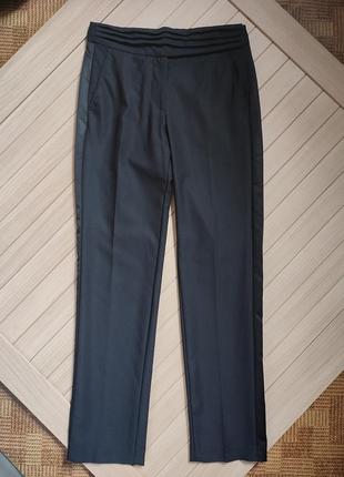 Вовняні брюки штани із 100% вовни з атласними лампасами від victor & rolf 🌿 34eur / наш 38р8 фото