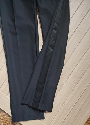 Вовняні брюки штани із 100% вовни з атласними лампасами від victor & rolf 🌿 34eur / наш 38р9 фото