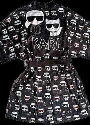 Шёлковый женский халат karl lagerfeld1 фото