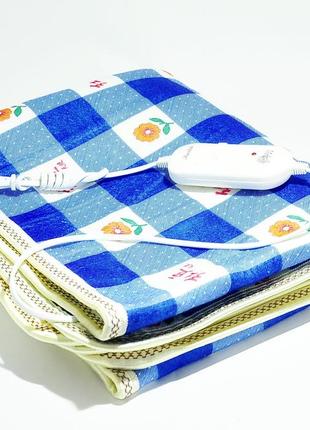 Електропростинь ковдра з підігрівом electric blanket 130*58 см blue flowers3 фото