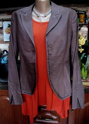 Пепельно-коричневый пиджак (хлопок, лен) новый с биркой1 фото