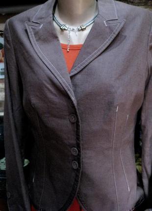 Пепельно-коричневый пиджак (хлопок, лен) новый с биркой4 фото