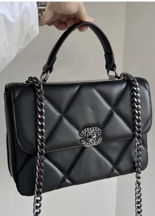 Сумочка в стиле шанель / chanel black silver / черная сумочка