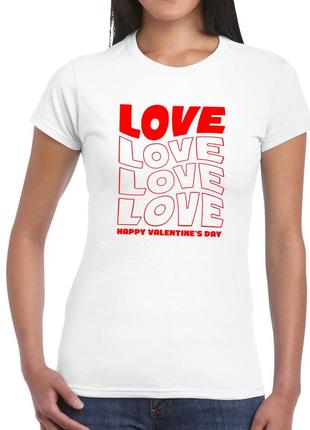 Жіноча футболка  з принтом до дня святого валентина "love. happy valentine's day" push it