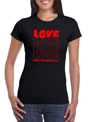 Жіноча футболка  з принтом до дня святого валентина "love. happy valentine's day" push it2 фото