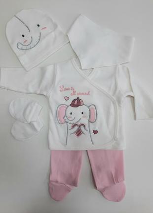 Набор костюм для новорождённых 
набор костюм для девочки 
0-3мес
хлопок