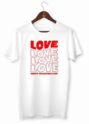 Чоловіча футболка з принтом до дня святого валентина "love. happy valentine's day" push it