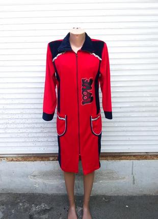 Женский турецкий велюровый халат на молнии 100% хлопок