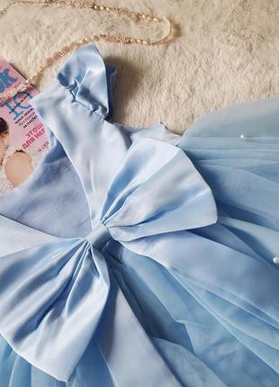Платье праздничное для девочки голубое очень нежное небесное жемчужина на 5 6 лет 116 120 1228 фото