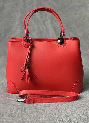 Шкіряна червона класична сумка grazia, італія