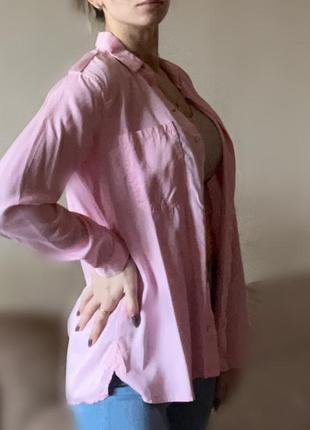 Рубашка zara basic нежно-розовая1 фото