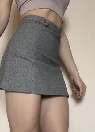 Серая юбка с подкладкой осень зима2 фото