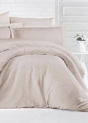 Двуспальный комплект постельного белья из турецкого страйп сатина luxury st-10381 фото