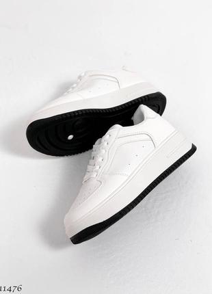 Кроссовки кеды на высокой подошве платформе танкетке белые форсы на шнурках