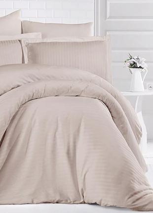Двуспальное постельное белье из страйп сатина турция на молнии, люкс качество luxury st-10391 фото