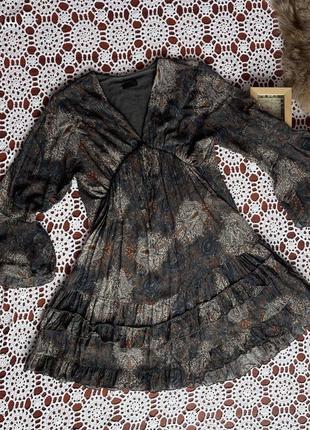 Короткое платье, отрезное по груди, мини, с длинным рукавом, туника8 фото