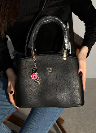 Жіноча містка середня чорна сумка з ручкми guess 🆕 популярна сумочка