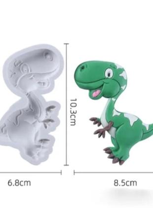 Силіконовий молд "динозавр" сірий - розмір форми 10*7см2 фото