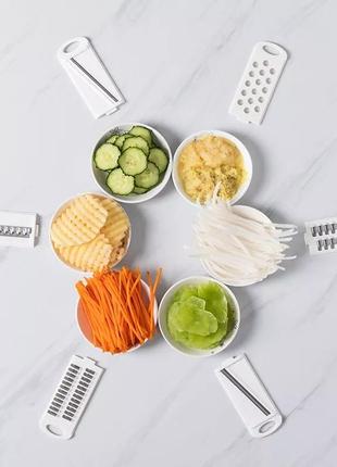 Кухонний багатофункціональний салатник, подрібнювач для овочів, ручний подрібнювач, кухонні інструменти для шаткування овочів3 фото