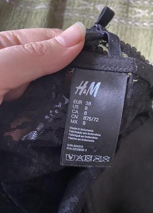 Шикарная, ажурная, комбинашка, пенюар, черного цвета, от бренда: h&amp;m 👌7 фото