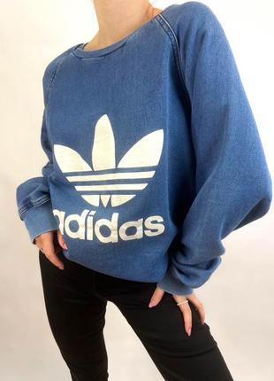 Adidas оригинальный хлопковый свободный свитшот с большим логотипом под джинс, oversize кофта2 фото
