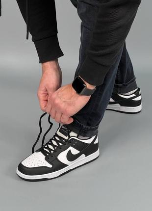 Стильні чоловічі кросівки nike sb dunk low pro black white5 фото