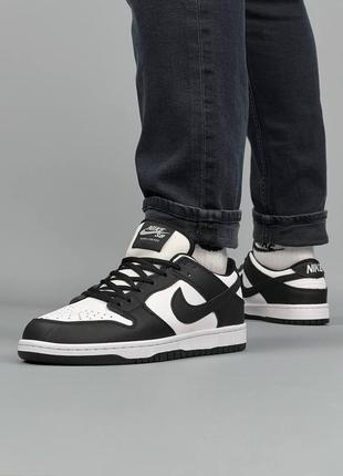 Мужские кроссовки nike sb dunk low pro black white2 фото