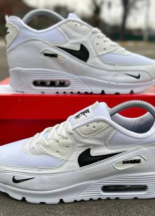 Мужские белые с черным кроссовки с сеткой nike air max 🆕 кроссовки на весну