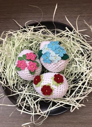 Вʼязаний гачком пасхальний декор яйця