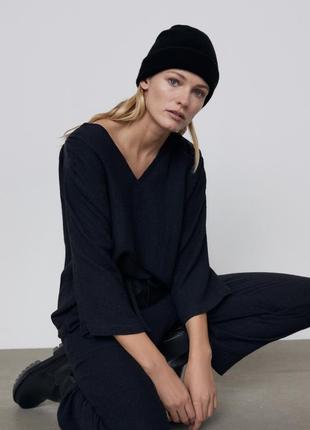 New  zara пуловер  в стиле оверсайз из текстурированной ткани с шерстью /7608/