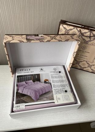 Комплект постельного белья сатин страйп colorfull home евро в подарочной упаковке5 фото