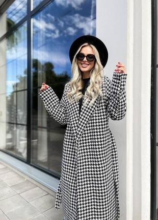 Жіноче шерстяне пальто гусяча лапка