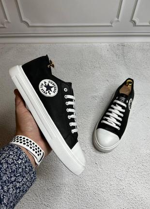 Чоловічі шкіряні кеди converse, мужские чёрные кеды на белой подошве из натуральной кожи2 фото