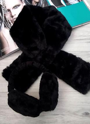 Комплект меховые наушники сложные + шарф-воротник кашне черный one size.