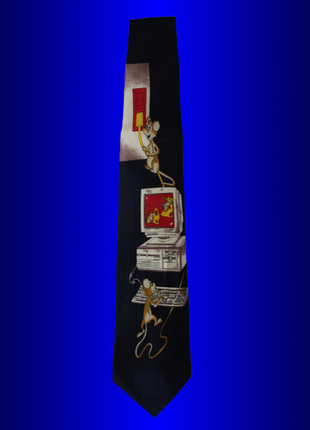 Классический синий с  редким принтом компьютерная мышь широкий шелковый шелк 💯 галстук краватка1 фото