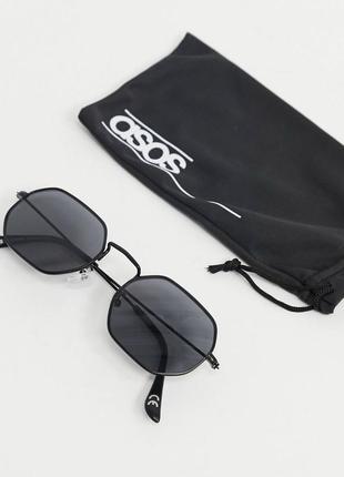 Чорні сонцезахисні окуляри з чорною оправою унісекс asos2 фото