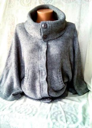 Женственная куртка, кардиган с высоким % шерсти, рукав кимоно