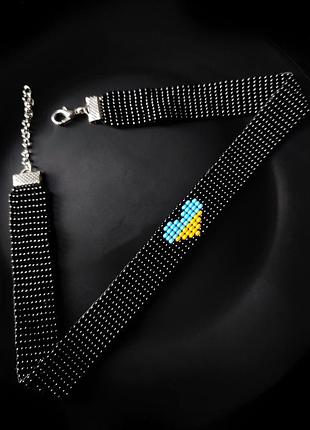 Патриотический чокер на шею из бисера 💙💛