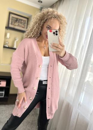 Удлиненный кардиган  вязаный на пуговицах
