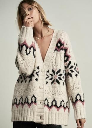 Кардиган  оверсайз  з візерунком zara