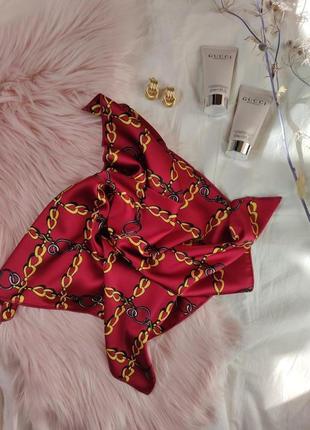 Хустка хустинка платок платоч бант стрічка для волосся на сумку топ-якість бордовий2 фото