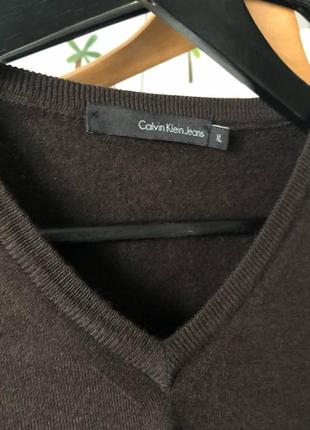 Очень красивый коричневый шерстяной свитер пуловер calvin klein jeans размер l-xl5 фото