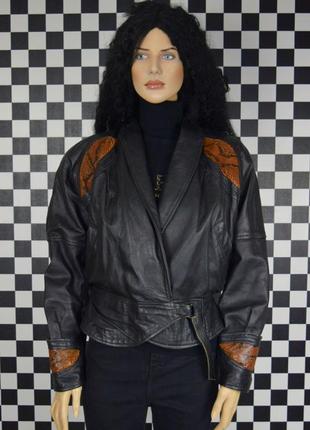 Куртка шкіряна чорна вінтажна 80-ті шкірянка кожанка трендова2 фото