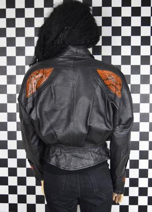 Куртка шкіряна чорна вінтажна 80-ті шкірянка кожанка трендова3 фото