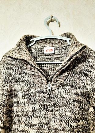 Amalfy кофта-светр з коміром на блискавці демі зима меланж коричнева-бежева на хлопчика 5-6років5 фото