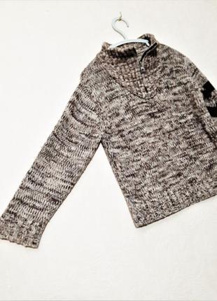 Amalfy кофта-свитер с воротником на молнии деми зима меланж коричневая-бежевая на мальчика 5-6лет3 фото