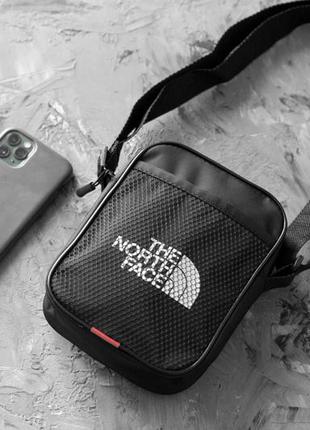 Маленька сумка месенджер чоловіча the north face small чорна з тканини через плече