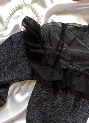 Женское платье на весну / осень темно серое с люрексом / с сеткой5 фото